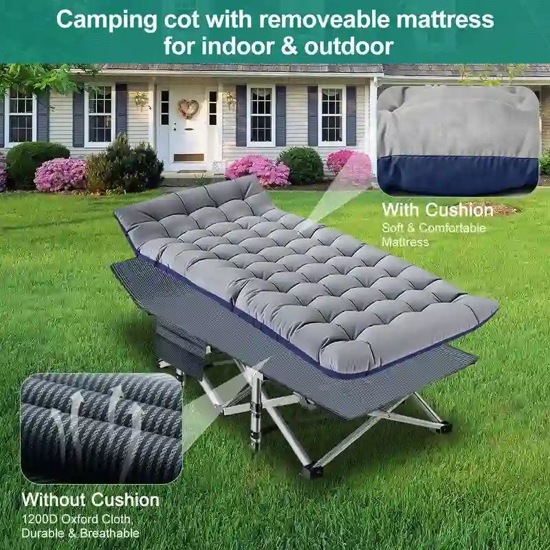 Folding Camping Cot, Double Layer Oxford Cot, for Camp and Office Use