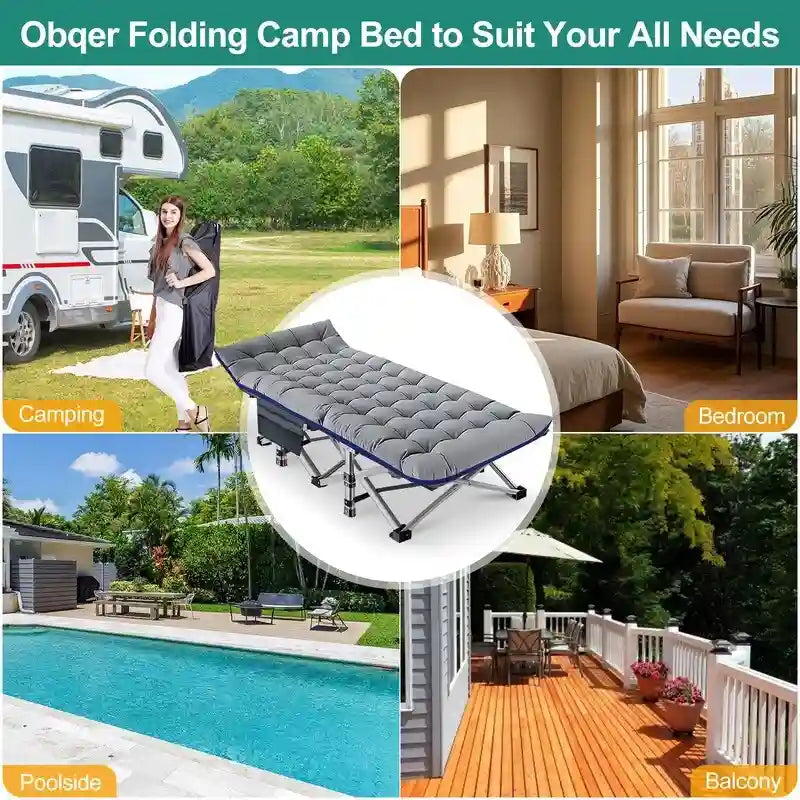 Folding Camping Cot, Double Layer Oxford Cot, for Camp and Office Use