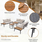 6-Piece Outdoor Patio Iron Modular Sectional Sofa Set with Nesting Coffee Tables and Side Storage Shelf
