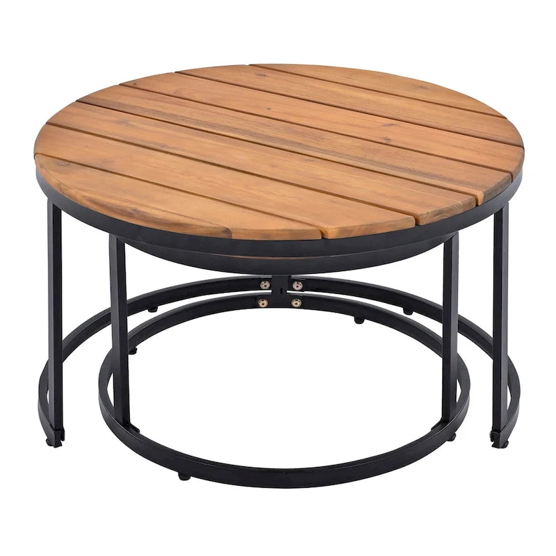 6-Piece Outdoor Patio Iron Modular Sectional Sofa Set with Nesting Coffee Tables and Side Storage Shelf
