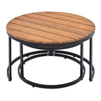 6-Piece Outdoor Patio Iron Modular Sectional Sofa Set with Nesting Coffee Tables and Side Storage Shelf