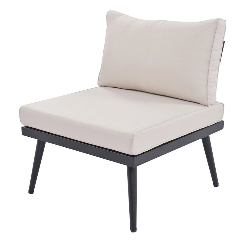 6-Piece Outdoor Patio Iron Modular Sectional Sofa Set with Nesting Coffee Tables and Side Storage Shelf