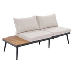 6-Piece Outdoor Patio Iron Modular Sectional Sofa Set with Nesting Coffee Tables and Side Storage Shelf