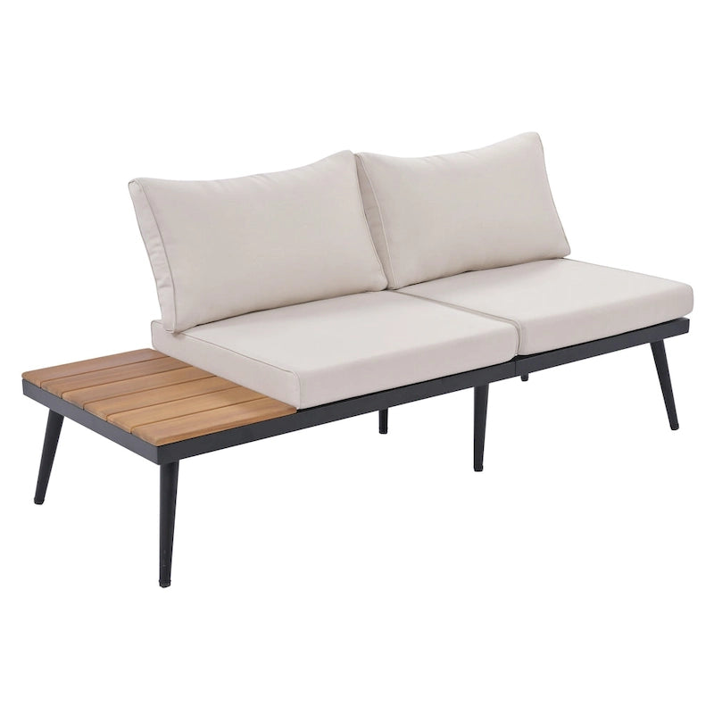 6-Piece Outdoor Patio Iron Modular Sectional Sofa Set with Nesting Coffee Tables and Side Storage Shelf