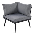 6-Piece Outdoor Patio Iron Modular Sectional Sofa Set with Nesting Coffee Tables and Side Storage Shelf