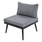 6-Piece Outdoor Patio Iron Modular Sectional Sofa Set with Nesting Coffee Tables and Side Storage Shelf