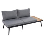 6-Piece Outdoor Patio Iron Modular Sectional Sofa Set with Nesting Coffee Tables and Side Storage Shelf