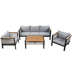 4-Pieces Patio Seating Group with Cushions & 1 Coffee Table
