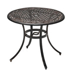 Outdoor Cast Aluminum Bistro Set of 3 with Umbrella Hole and Cushions