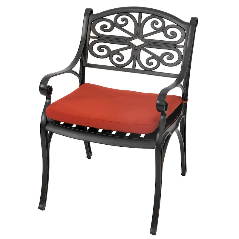 Outdoor Cast Aluminum Bistro Set of 3 with Umbrella Hole and Cushions