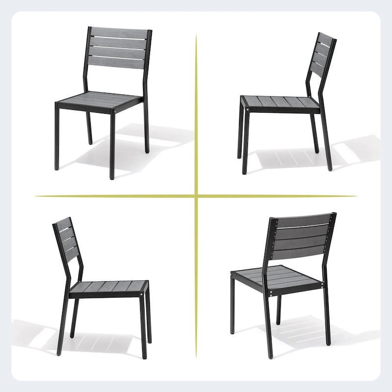 7-Piece Patio Dining Set Aluminum Dining Table with Umbrella Hole and Stackable Chairs