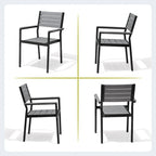 7-Piece Patio Dining Set Aluminum Dining Table with Umbrella Hole and Stackable Chairs