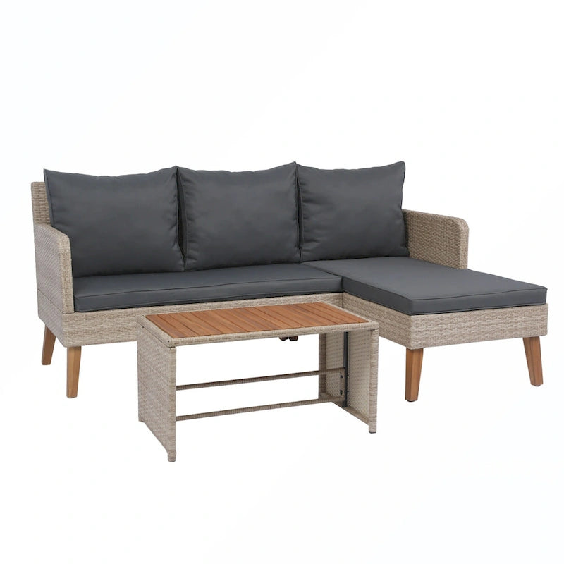 3PCS Ptaio Wicker Sectional Sofa Set