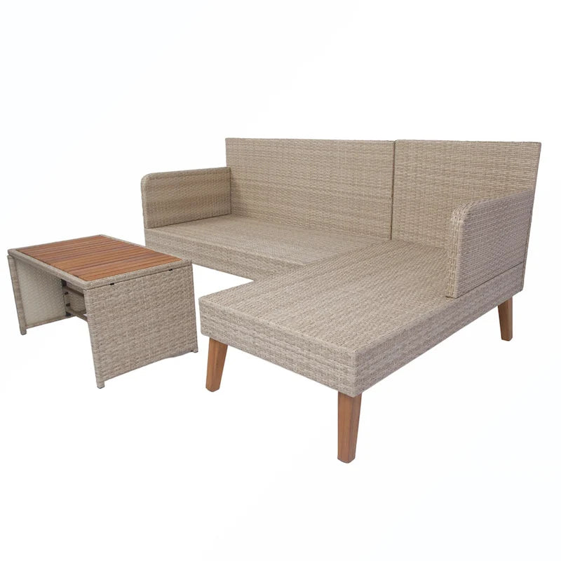 3PCS Ptaio Wicker Sectional Sofa Set
