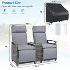 Rattan Recliner Loveseat Chair With Adjustable Backrest