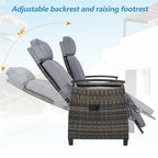 Rattan Recliner Loveseat Chair With Adjustable Backrest
