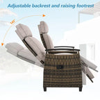 Rattan Recliner Loveseat Chair With Adjustable Backrest