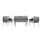 Roomfitters 4-Piece Outdoor Metal Patio Sofa Set with Cushions, Deep Seating Furniture for Garden or Balcony, Grey
