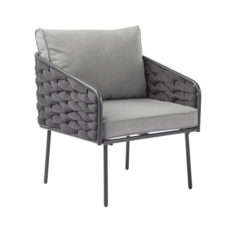 Roomfitters 4-Piece Outdoor Metal Patio Sofa Set with Cushions, Deep Seating Furniture for Garden or Balcony, Grey