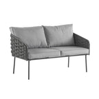 Roomfitters 4-Piece Outdoor Metal Patio Sofa Set with Cushions, Deep Seating Furniture for Garden or Balcony, Grey