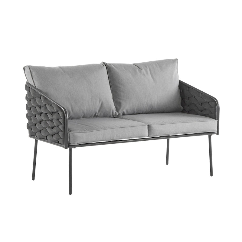 Roomfitters 4-Piece Outdoor Metal Patio Sofa Set with Cushions, Deep Seating Furniture for Garden or Balcony, Grey