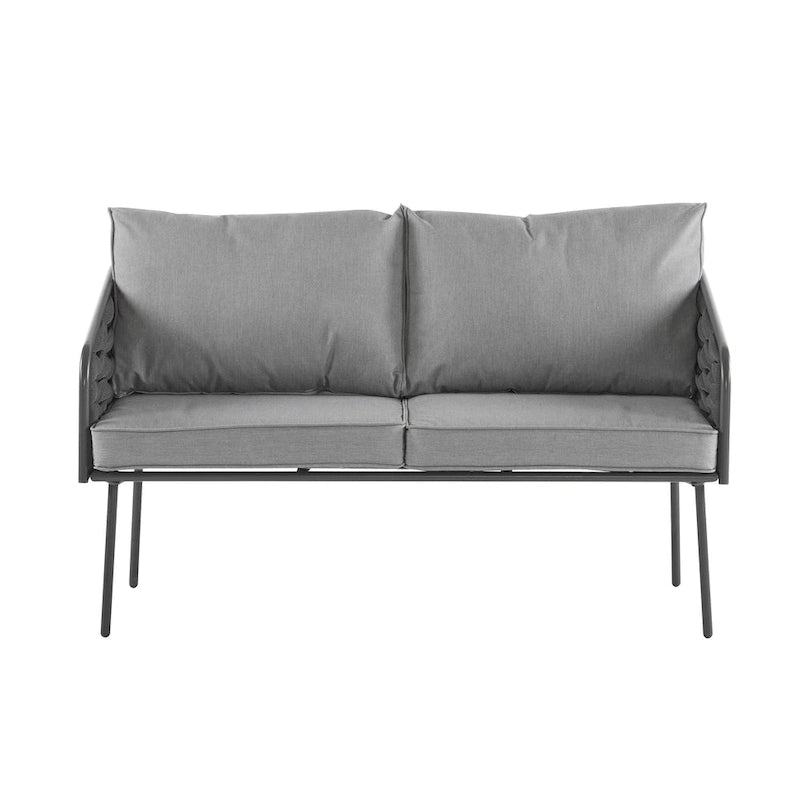 Roomfitters 4-Piece Outdoor Metal Patio Sofa Set with Cushions, Deep Seating Furniture for Garden or Balcony, Grey