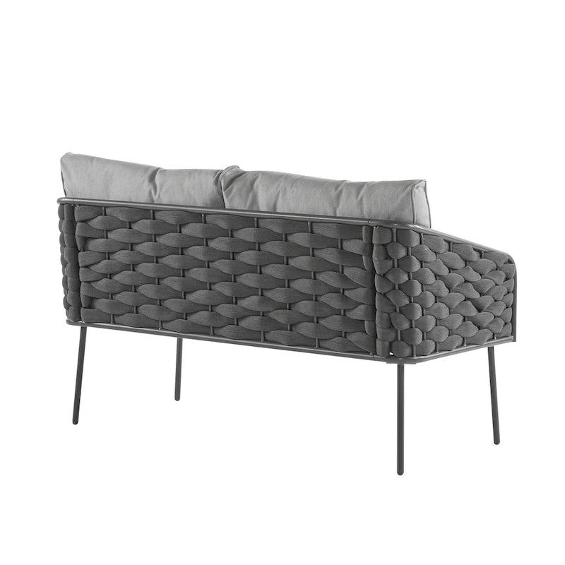Roomfitters 4-Piece Outdoor Metal Patio Sofa Set with Cushions, Deep Seating Furniture for Garden or Balcony, Grey