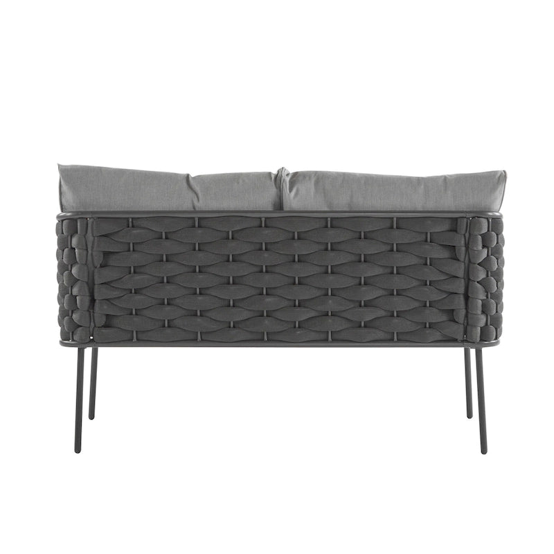 Roomfitters 4-Piece Outdoor Metal Patio Sofa Set with Cushions, Deep Seating Furniture for Garden or Balcony, Grey