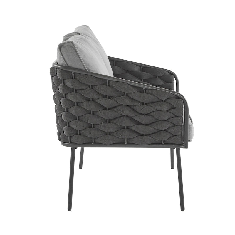 Roomfitters 4-Piece Outdoor Metal Patio Sofa Set with Cushions, Deep Seating Furniture for Garden or Balcony, Grey