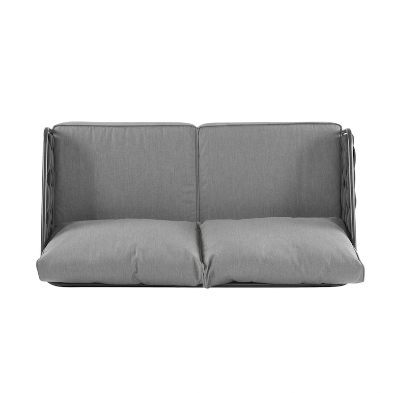 Roomfitters 4-Piece Outdoor Metal Patio Sofa Set with Cushions, Deep Seating Furniture for Garden or Balcony, Grey
