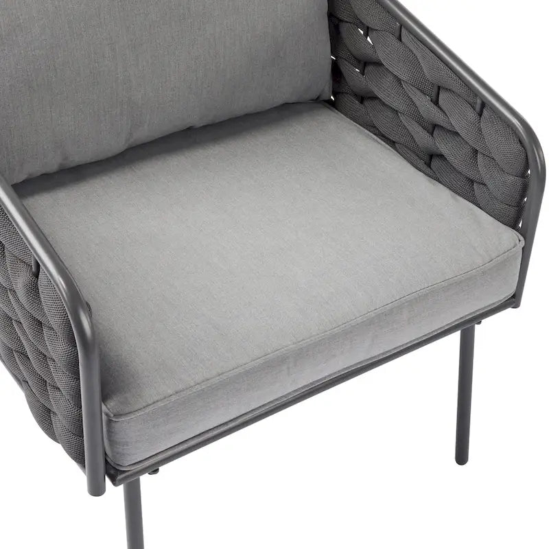 Roomfitters 4-Piece Outdoor Metal Patio Sofa Set with Cushions, Deep Seating Furniture for Garden or Balcony, Grey