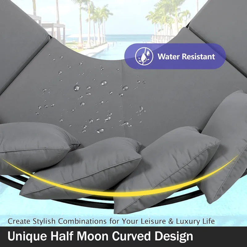 Iron Curved Sectional Sofa Set with Table and Cushions