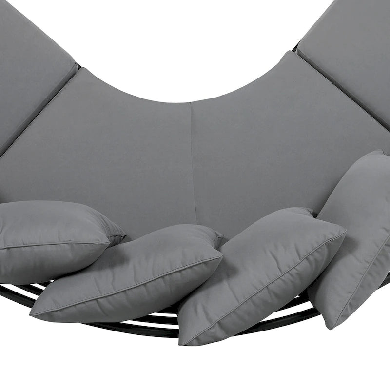 Iron Curved Sectional Sofa Set with Table and Cushions