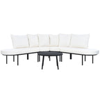 Iron Curved Sectional Sofa Set with Table and Cushions
