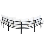 Iron Curved Sectional Sofa Set with Table and Cushions