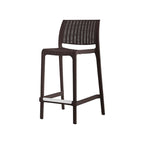 HomeRoots Set of Four 26   Brown Faux Rattan Heavy Duty Plastic Low Back Outdoor Counter Height Bar Chairs