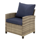 4-Piece Outdoor Wicker Patio Seating Sofa, 1 Love-seat and 2 Single Sofa