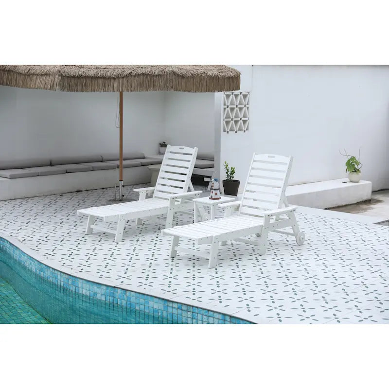 3-Piece Oversized Chaise Lounge Chair Set with Wood Texture