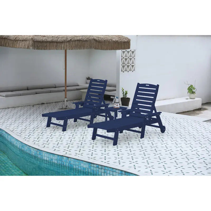 3-Piece Oversized Chaise Lounge Chair Set with Wood Texture