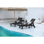 3-Piece Oversized Chaise Lounge Chair Set with Wood Texture