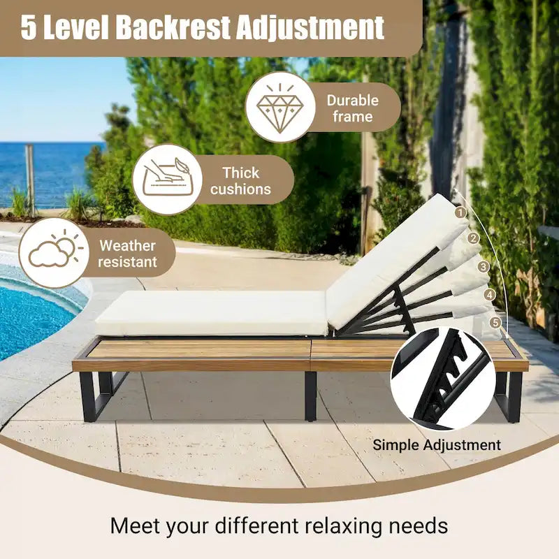 Outdoor Chaise Lounge Chair Set of 2