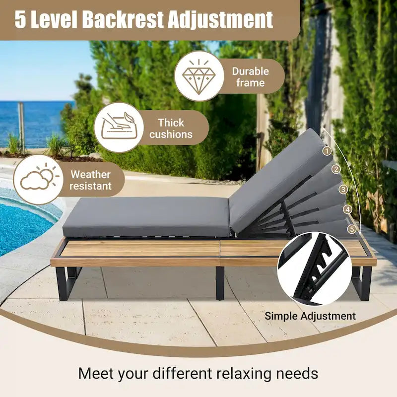 Outdoor Chaise Lounge Chair Set of 2