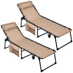 Yaheetech Adjustable Outdoor Folding Tanning Chair with 5 Back Position