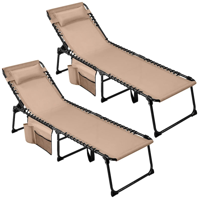 Yaheetech Adjustable Outdoor Folding Tanning Chair with 5 Back Position