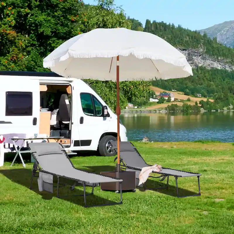 Yaheetech Adjustable Outdoor Folding Tanning Chair with 5 Back Position