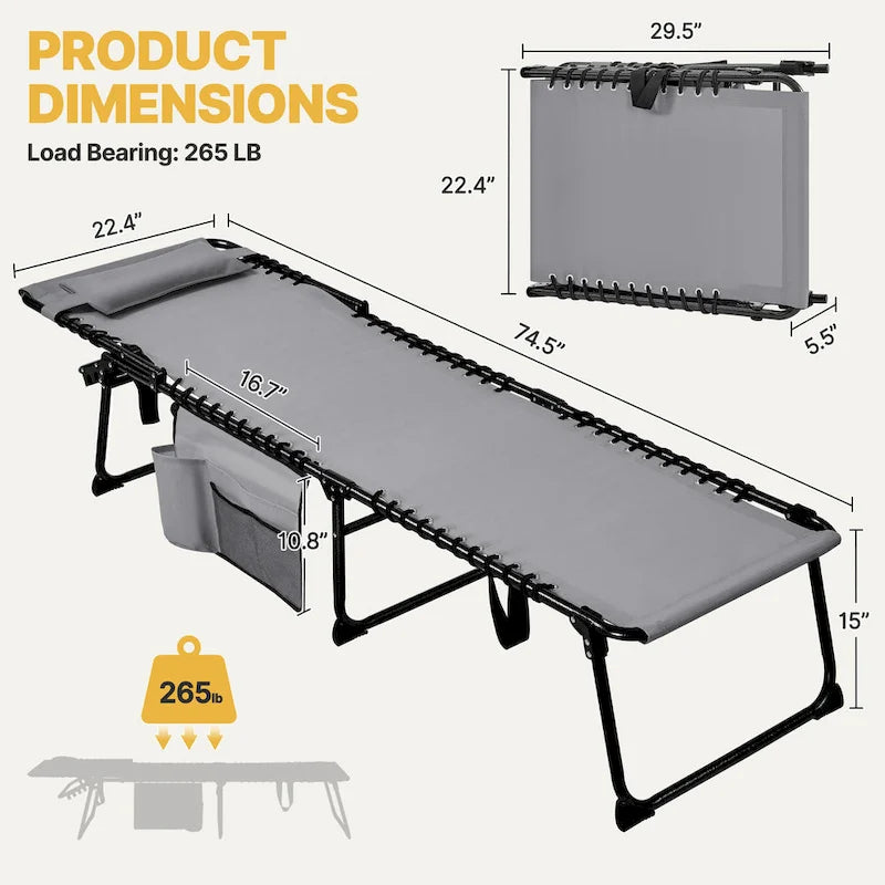 Yaheetech Adjustable Outdoor Folding Tanning Chair with 5 Back Position