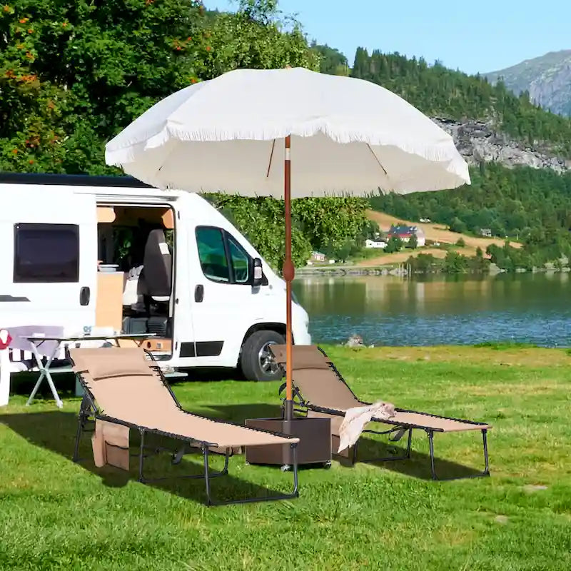 Yaheetech Adjustable Outdoor Folding Tanning Chair with 5 Back Position