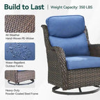 7 Pieces Outdoor Gliders Chairs Table Fire Pit Table with 5-Inch Thick Cushions