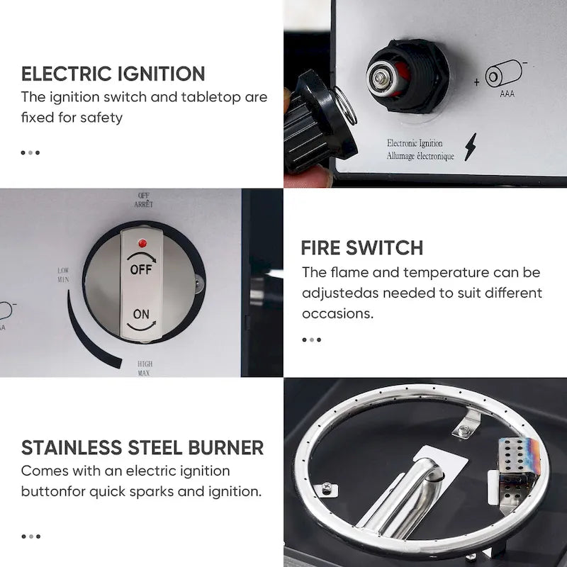 7 Pieces Outdoor Gliders Chairs Table Fire Pit Table with 5-Inch Thick Cushions