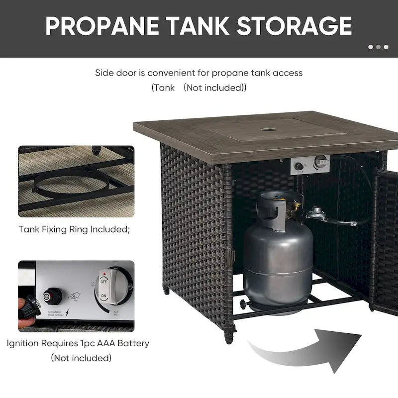 7 Pieces Outdoor Gliders Chairs Table Fire Pit Table with 5-Inch Thick Cushions